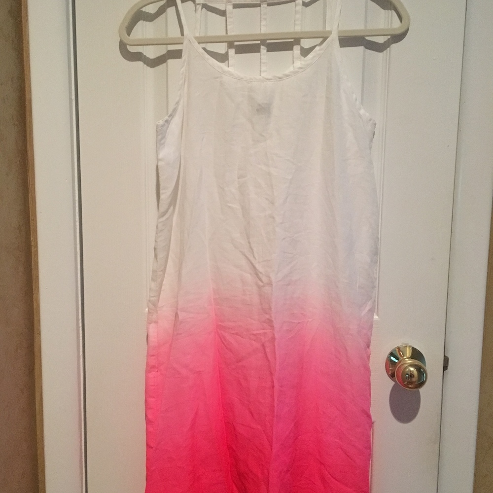 Two Tone White and Pink Ombre Beach Cover Up